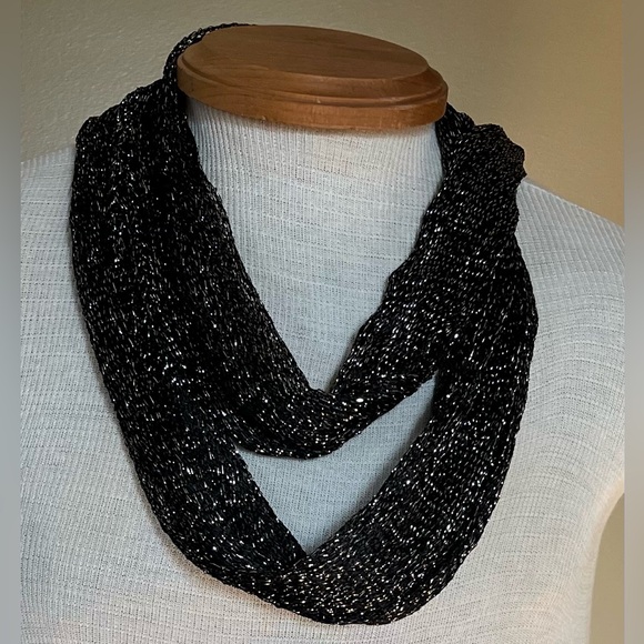 Elegant Black and Silver Knit Scarf